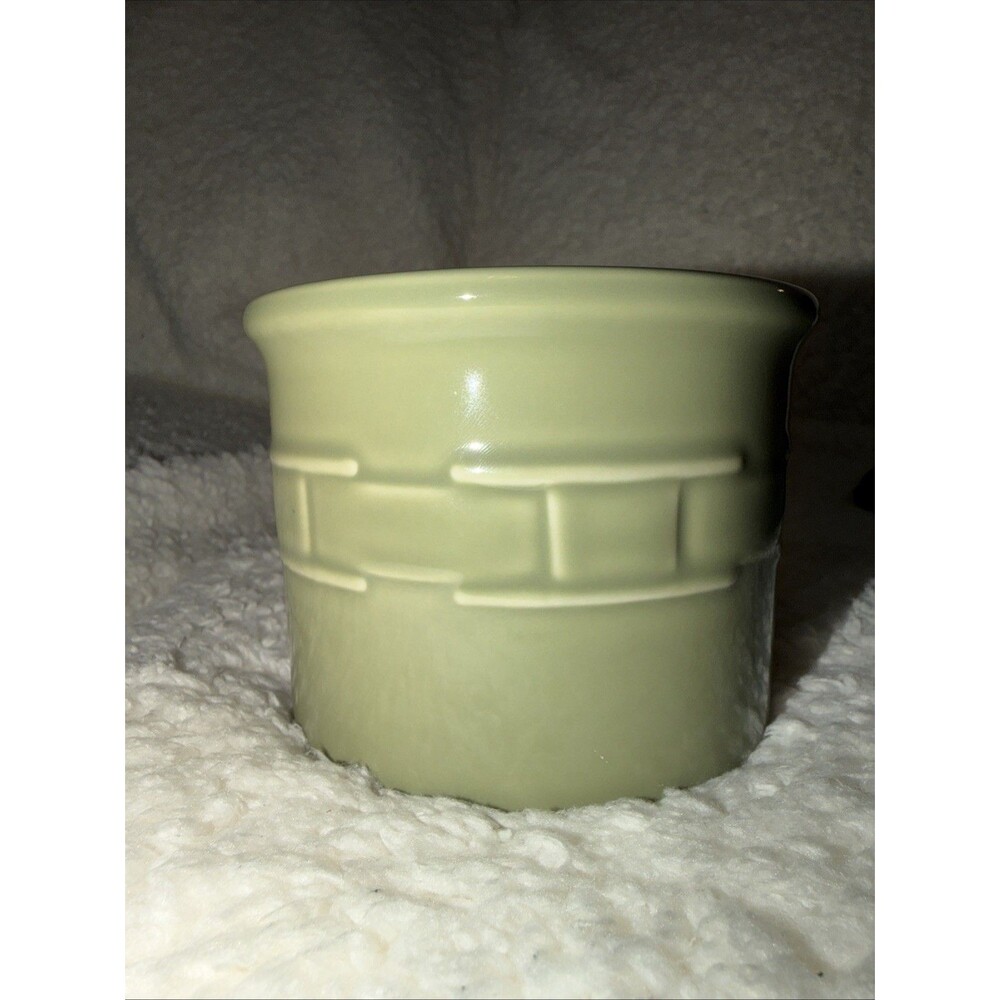 Vtg 1998 Longaberger Pottery USA 1 Pint Salt Crock Sage Green Woven Traditions